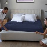 Простыня на резинке Трикотажная темно-синяя