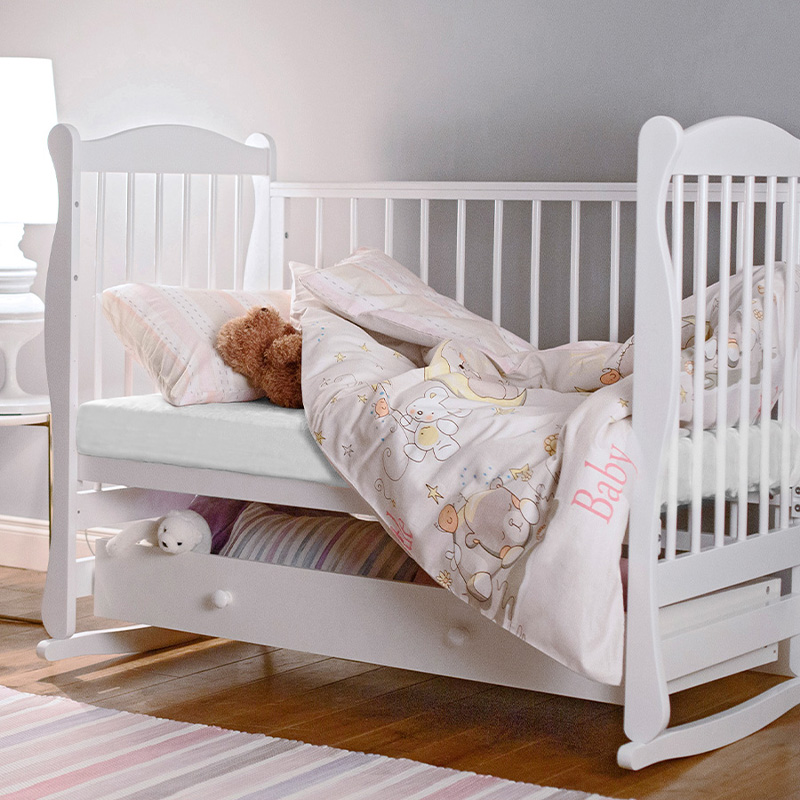 Детская простыня на резинке Трикотажная белая