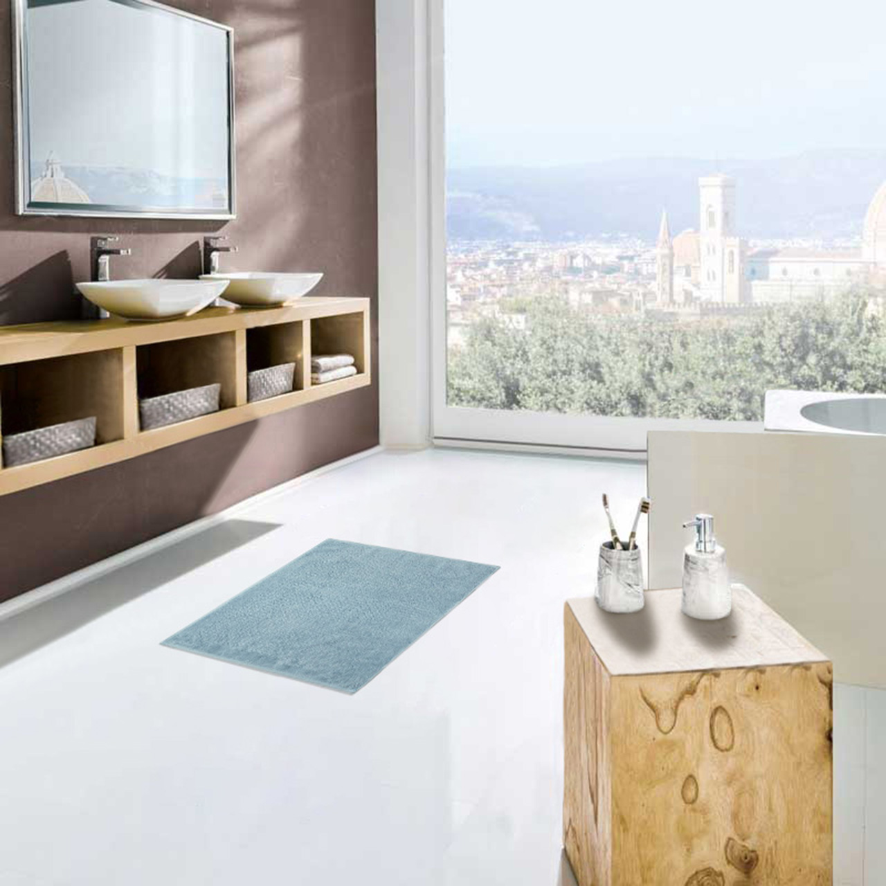 Коврик для ванной Эколайн голубой