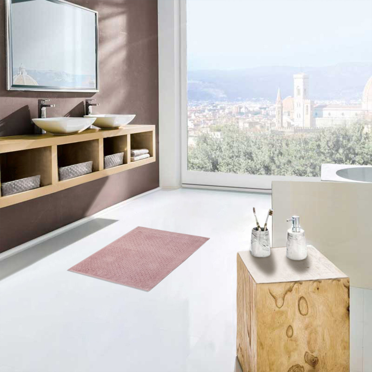 Коврик для ванной Эколайн пудровый