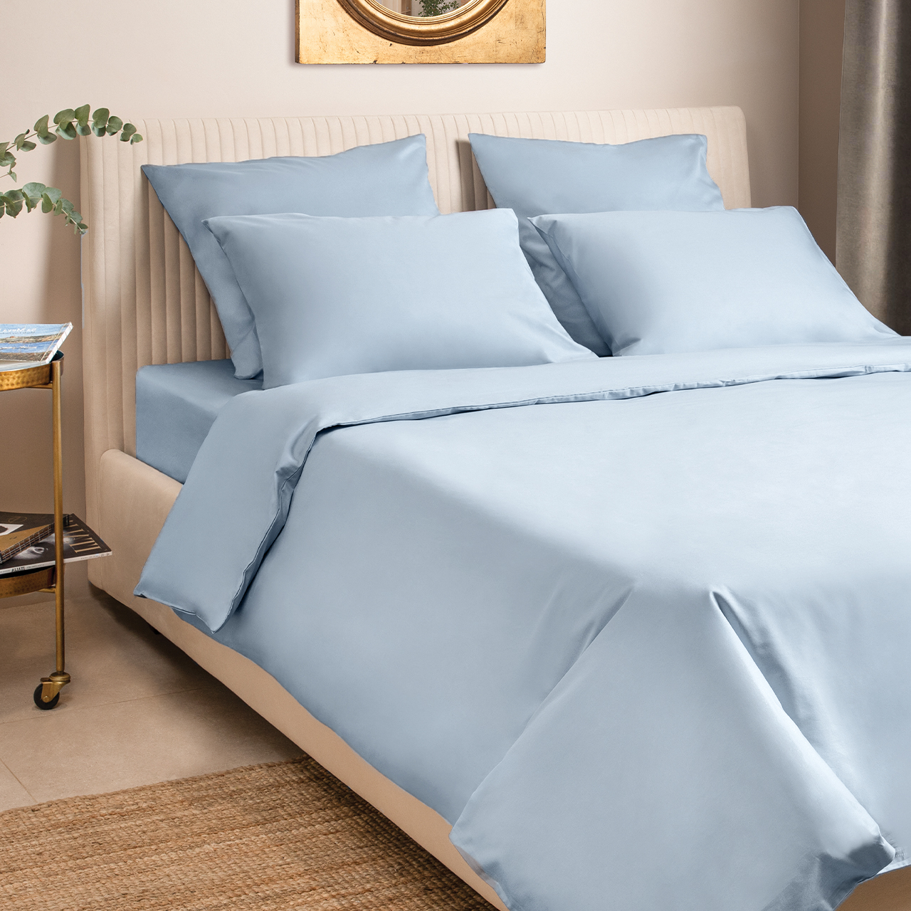 Постельное белье Моноспейс серо-голубой