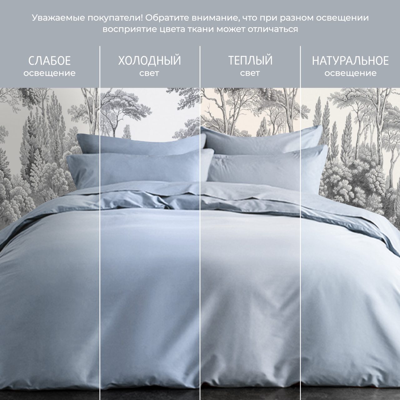 Постельное белье Моноспейс серо-голубой