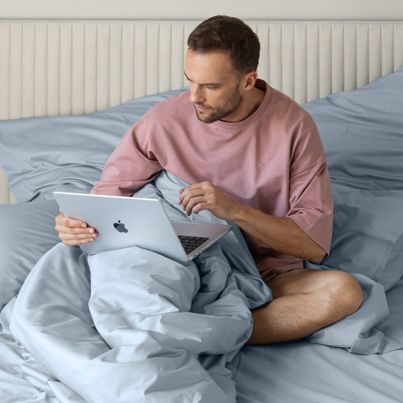 Постельное белье Моноспейс серо-голубой