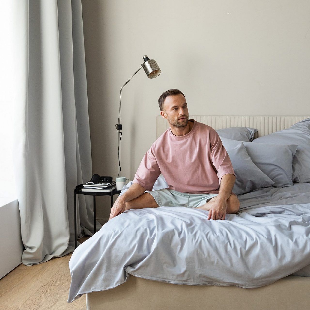 Постельное белье Моноспейс серо-голубой