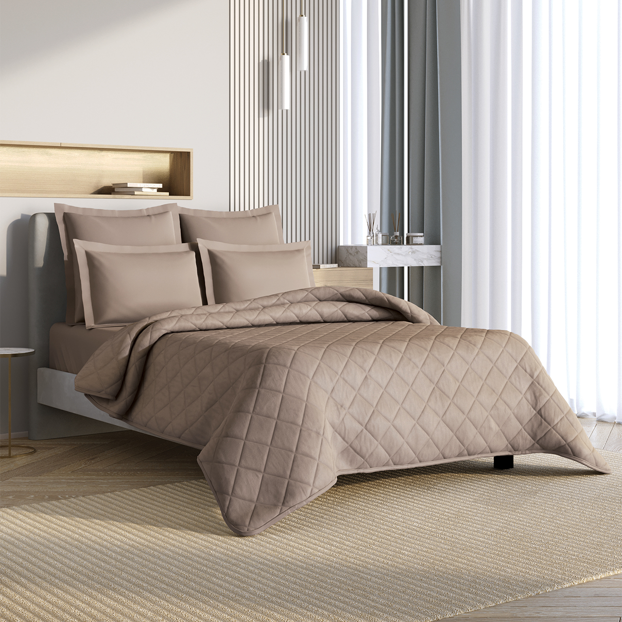 Спальный комплект Моноспейс с одеялом бежевый