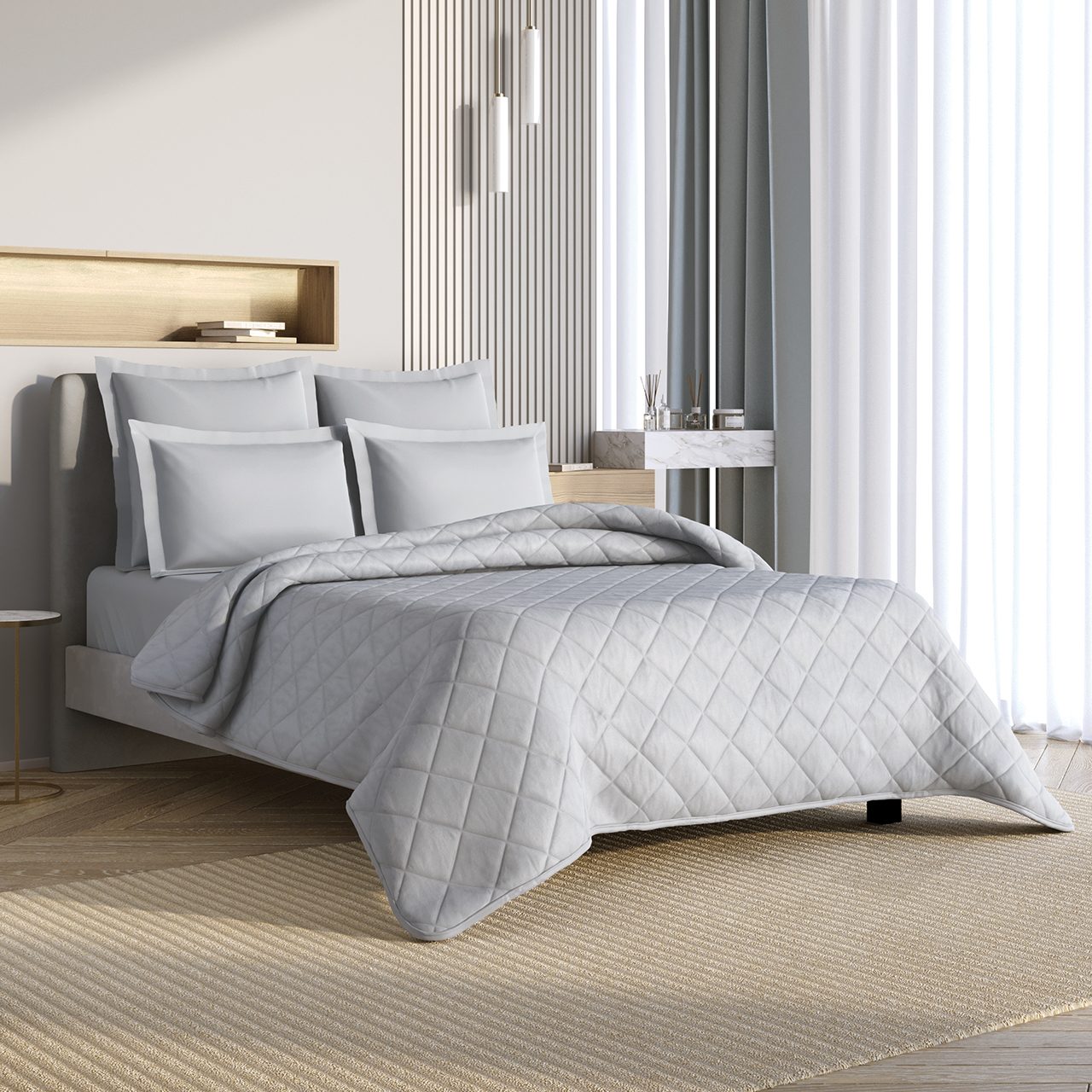 Спальный комплект Моноспейс с одеялом серый