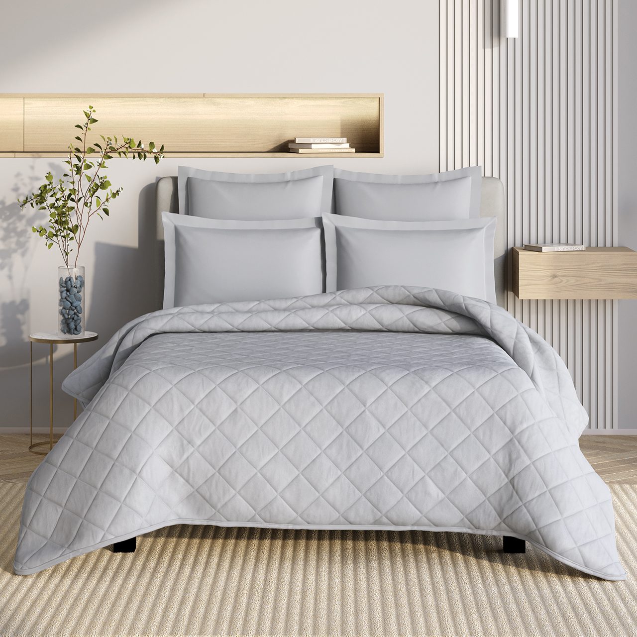 Спальный комплект Моноспейс с одеялом серый