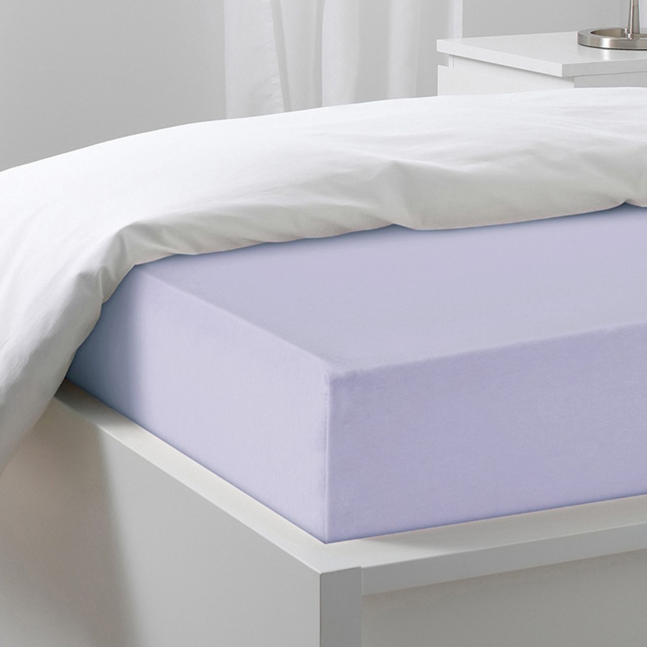 Простыня на резинке Трикотажная сиреневая