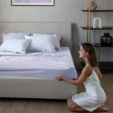 Простыня на резинке Трикотажная сиреневая