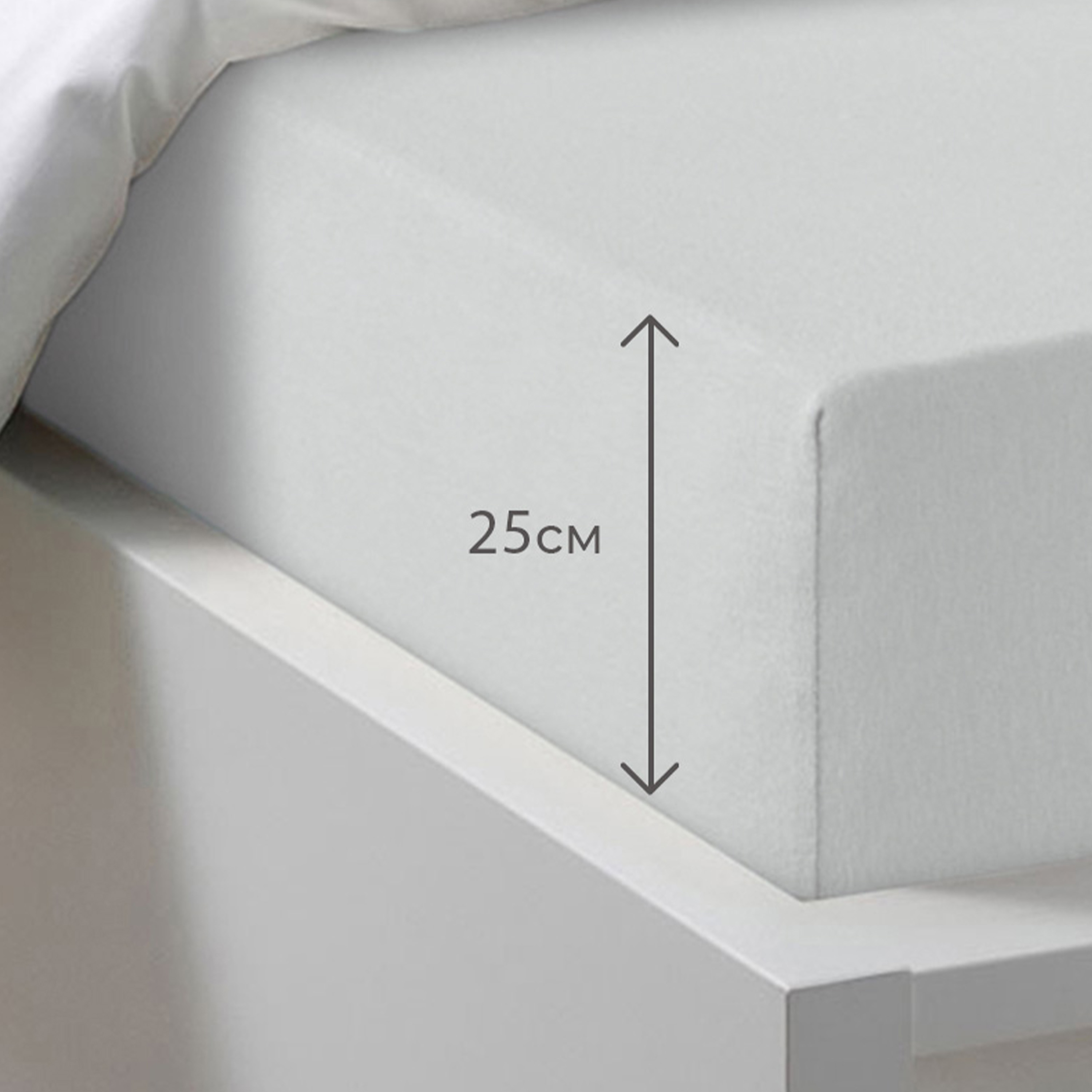 Простыня на резинке Трикотажная серая