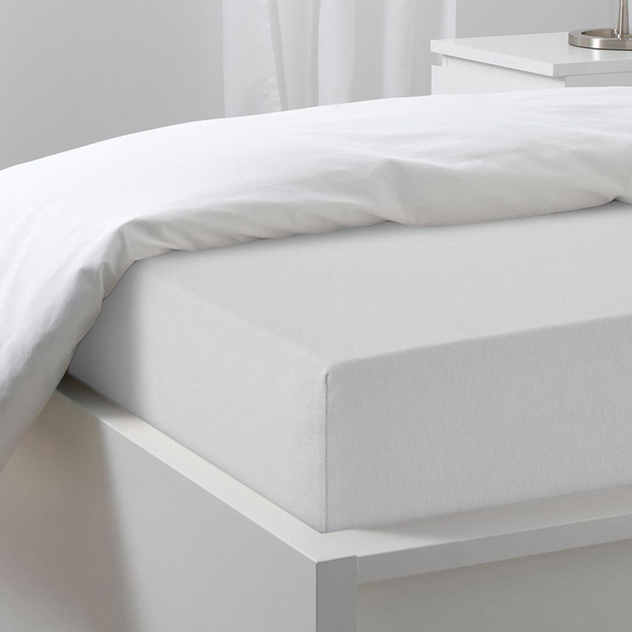 Простыня на резинке Трикотажная серая