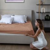 Простыня на резинке Трикотажная капучино