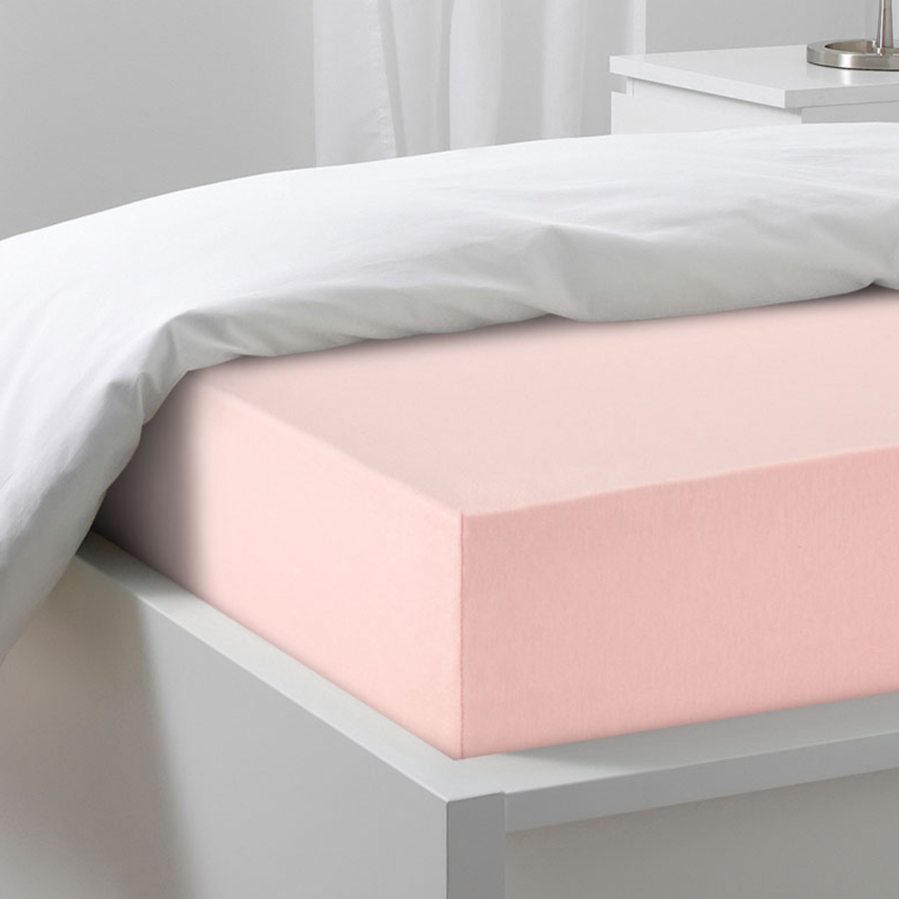 Простыня на резинке Трикотажная розовая