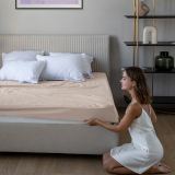 Простыня на резинке Трикотажная светло-коричневая