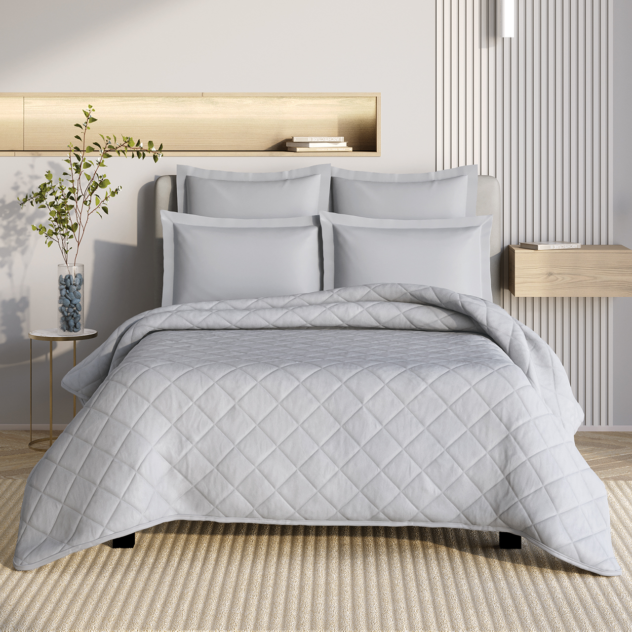 Спальный комплект Моноспейс с одеялом серый