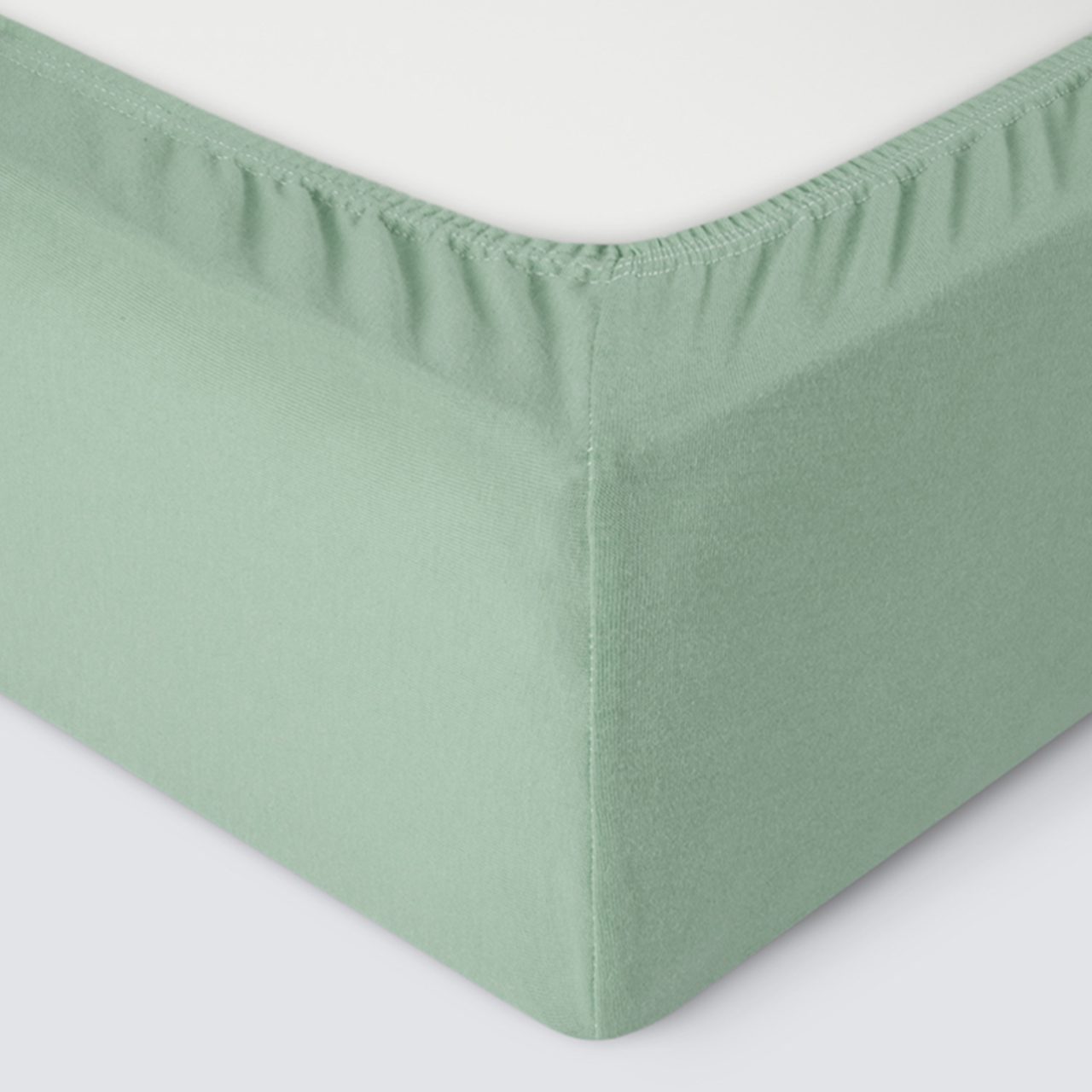 Простыня на резинке Трикотажная оливковая