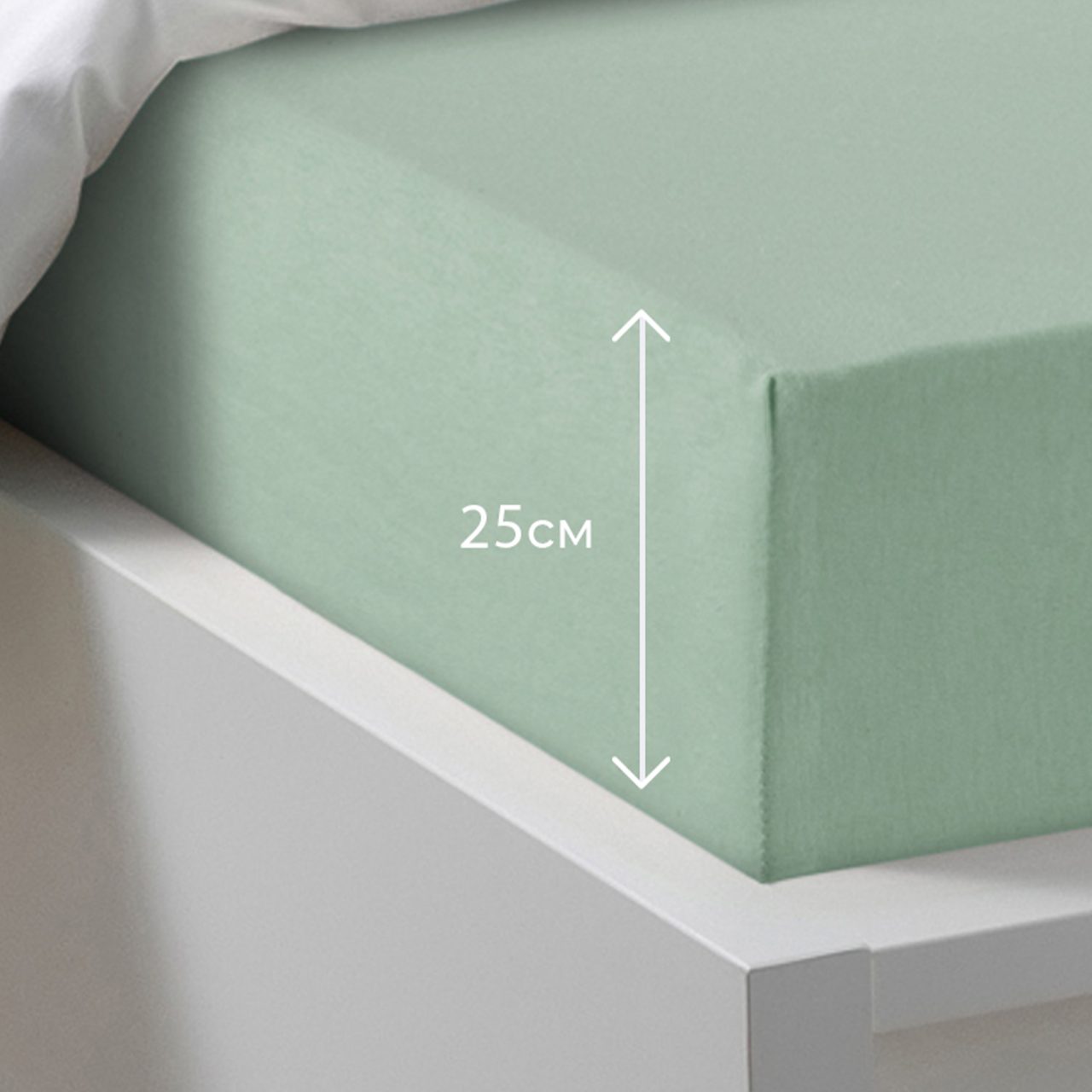 Простыня на резинке Трикотажная оливковая