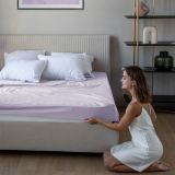 Простыня на резинке Трикотажная лиловая